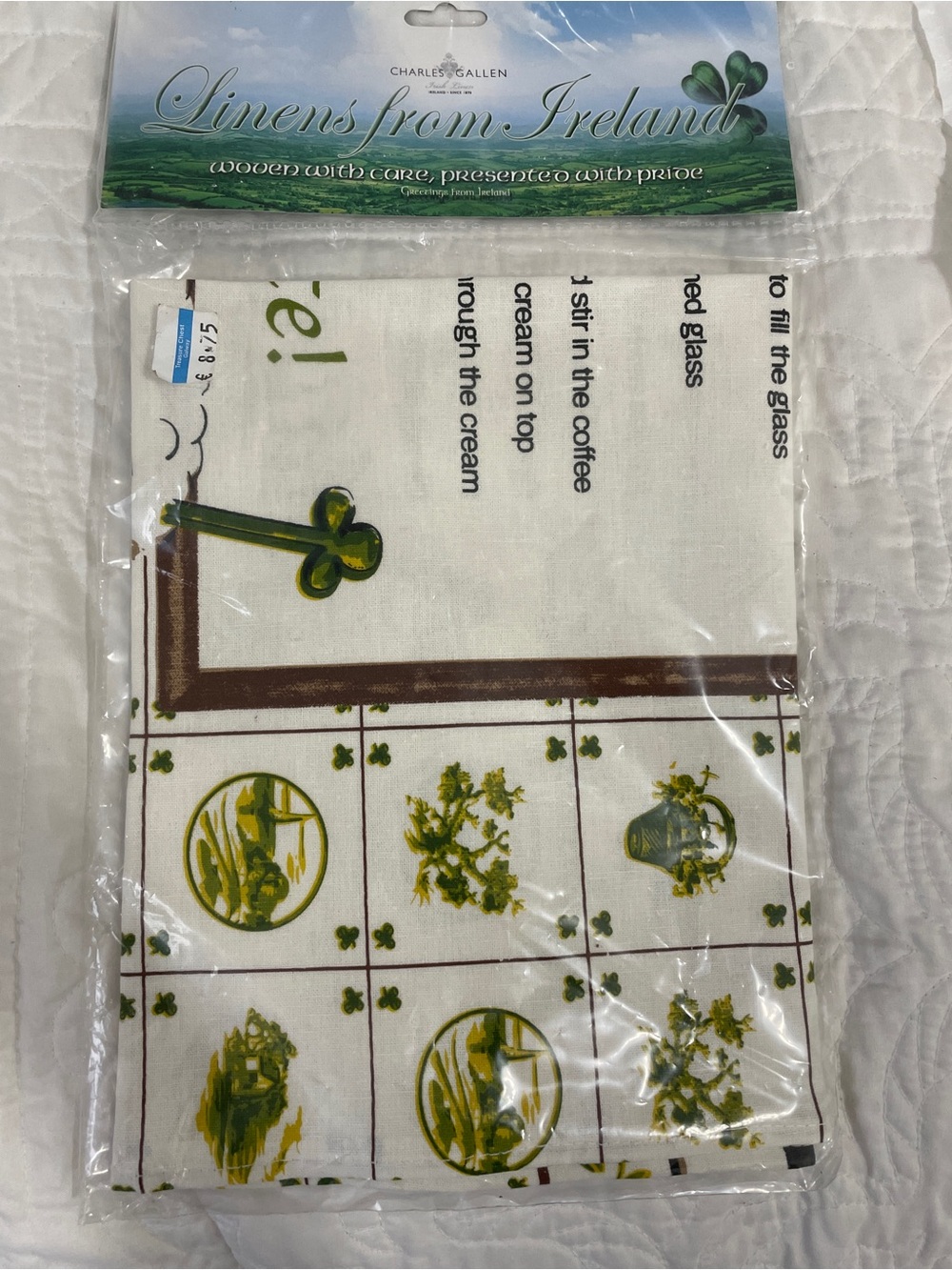NWT Unopened Charles Gallen Linen Tea Towel - Bought in Ireland some time back